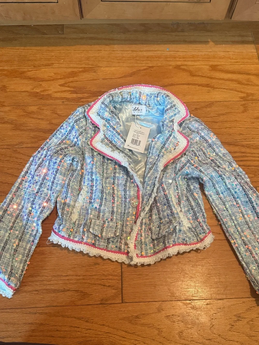 Lola and the Boys Blue Sequin Tweed Girls' Costume Set - Light Blue coco suit